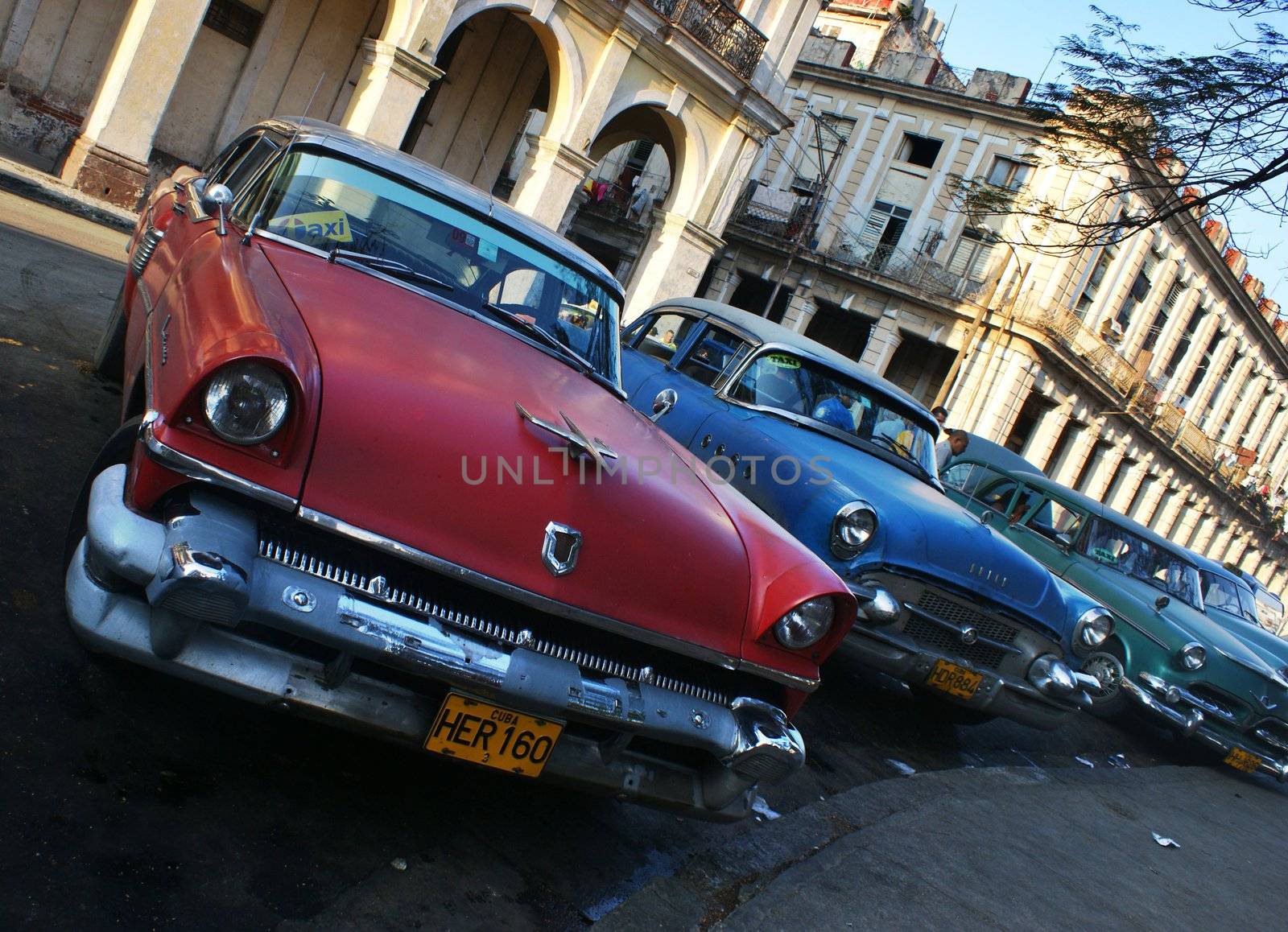 American cars parked on the street in Havana, Cuba