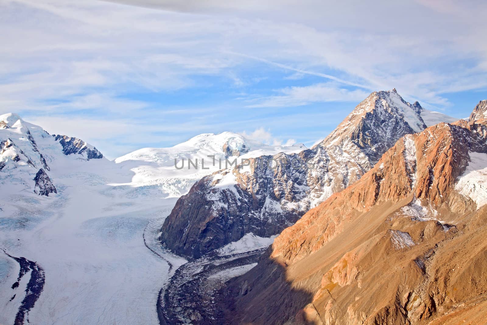 Aerial View of Mountain Cook National Park with Fanz Josef Glacier Landscape New Zealand