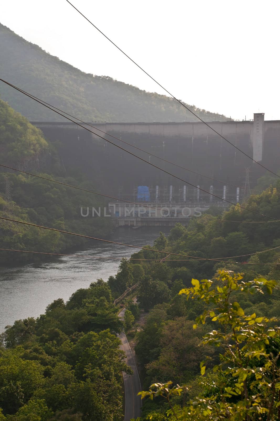 The Bhumibol Dam(formerly known as the Yanhi Dam) in Thailand. The dam is situated on the Ping River and has a capacity of 13,462,000,000 cubic meter.