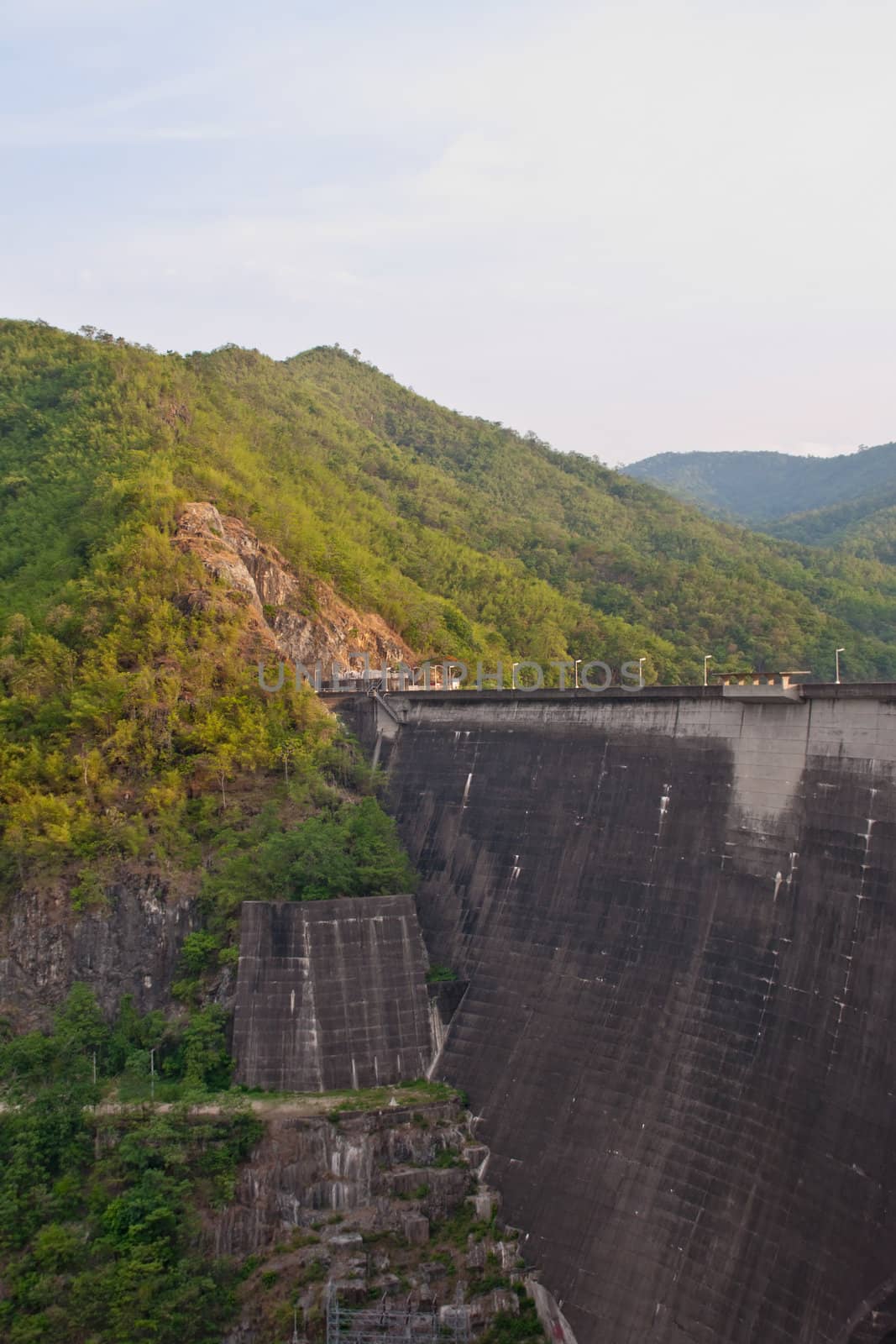 The Bhumibol Dam(formerly known as the Yanhi Dam) in Thailand. The dam is situated on the Ping River and has a capacity of 13,462,000,000 cubic meter.