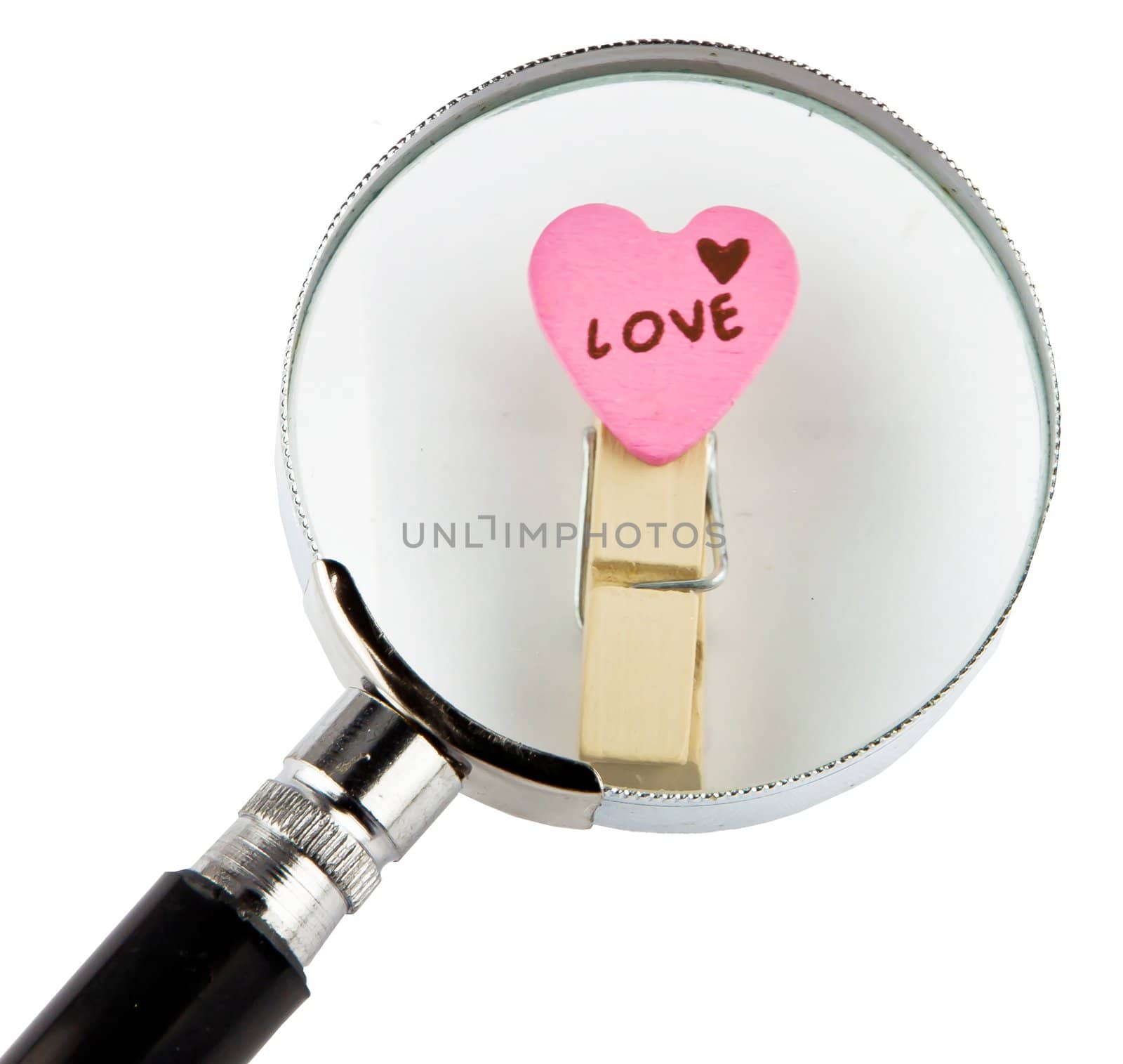 Love word and magnifying glass Image
