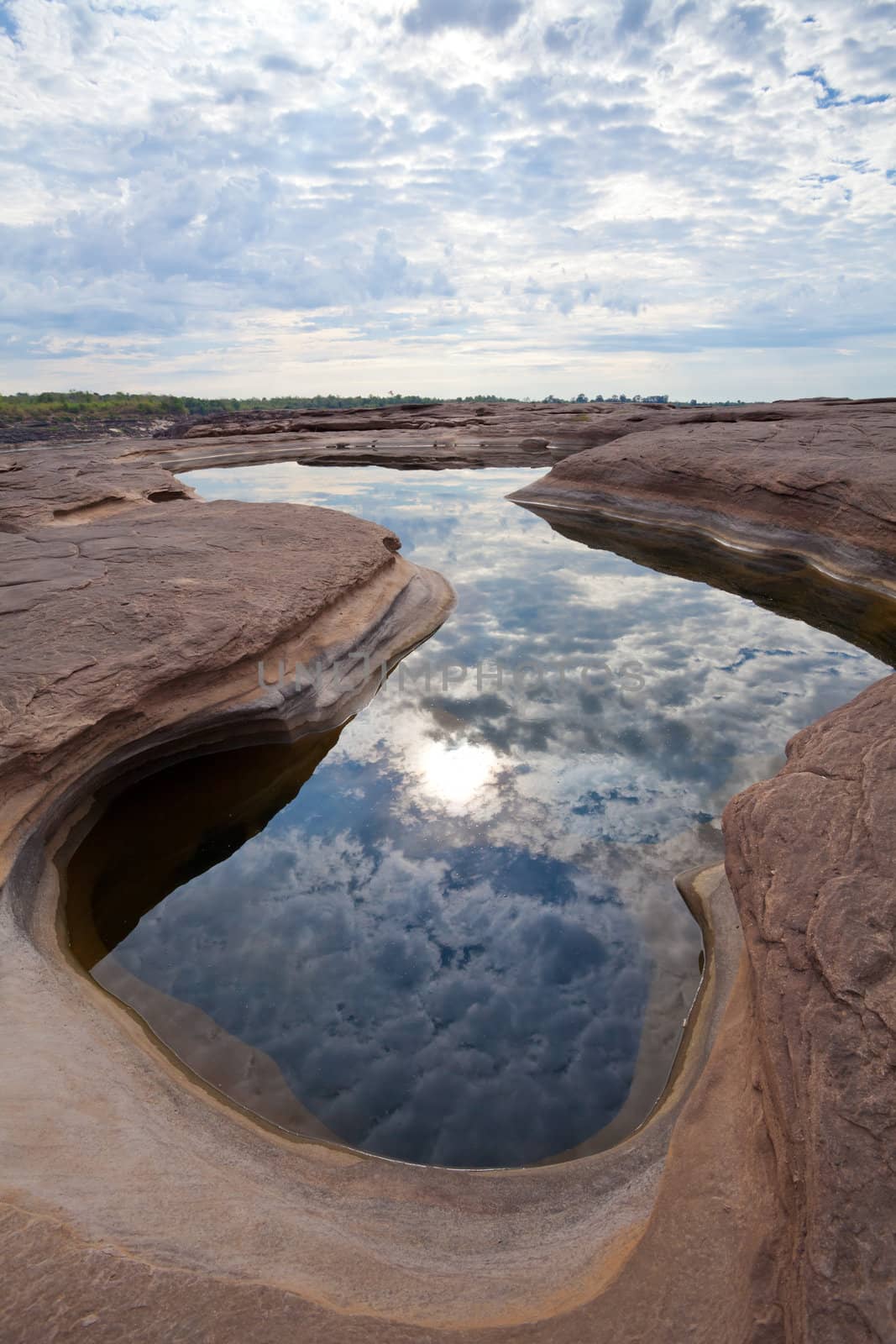 The Amazing of Rock in Mekong River, Ubon Ratchathani, Thailand.