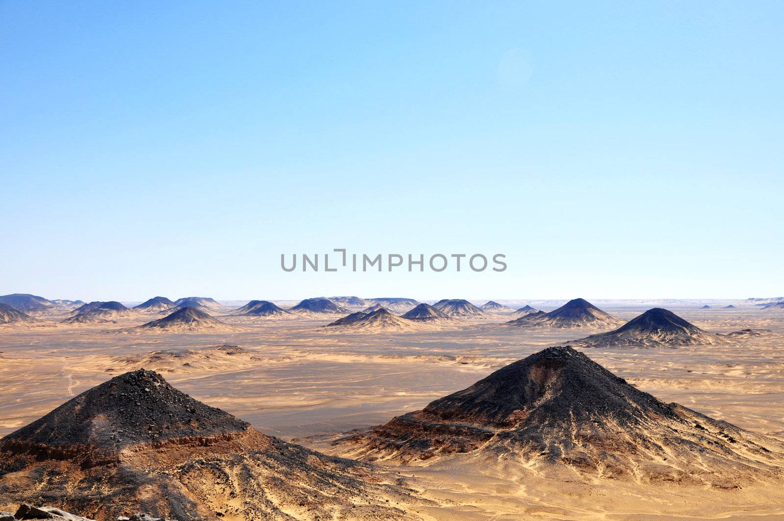 Landscape of the famous black desert in Egypt