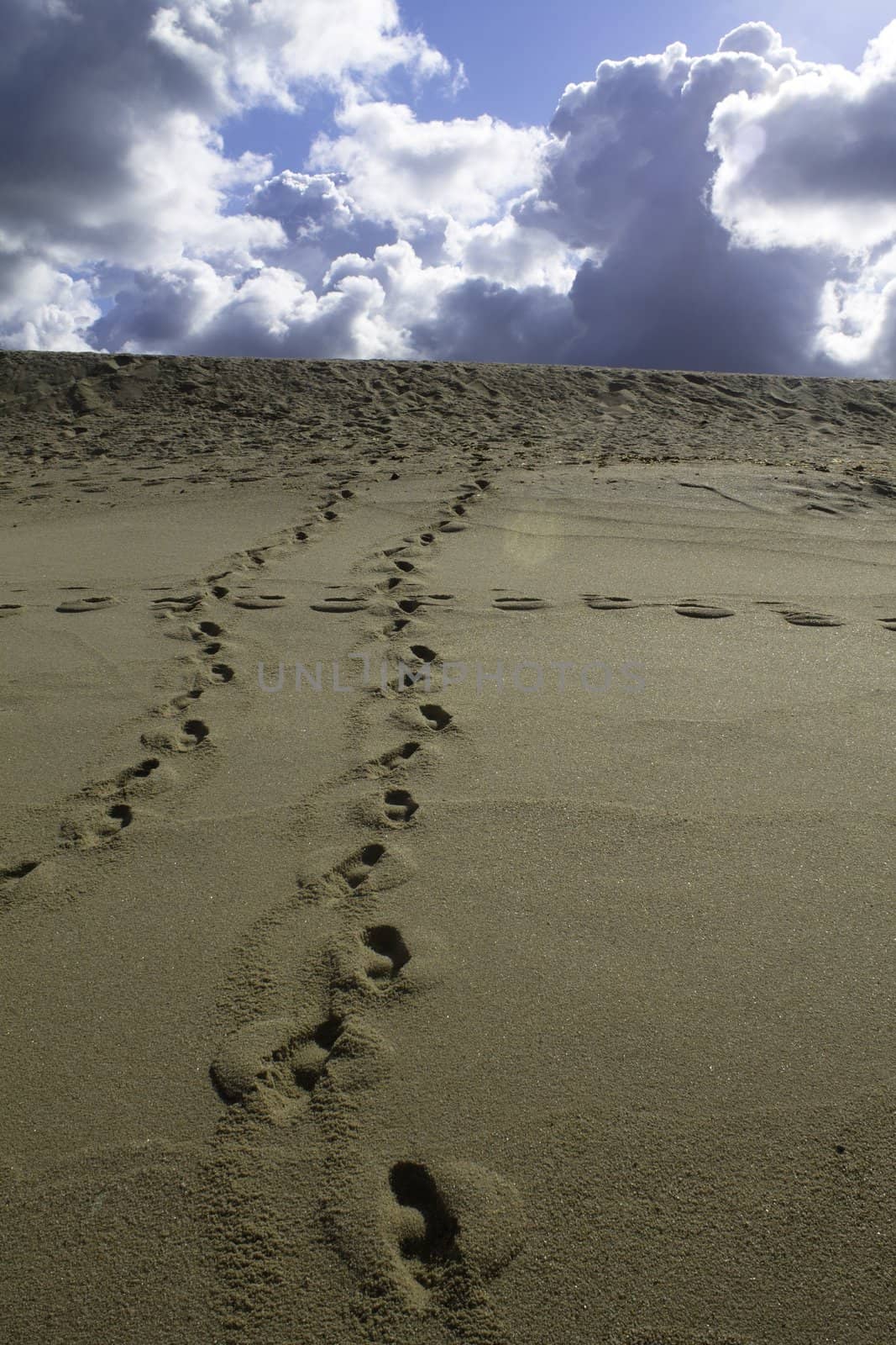 Three different way steps in the beach