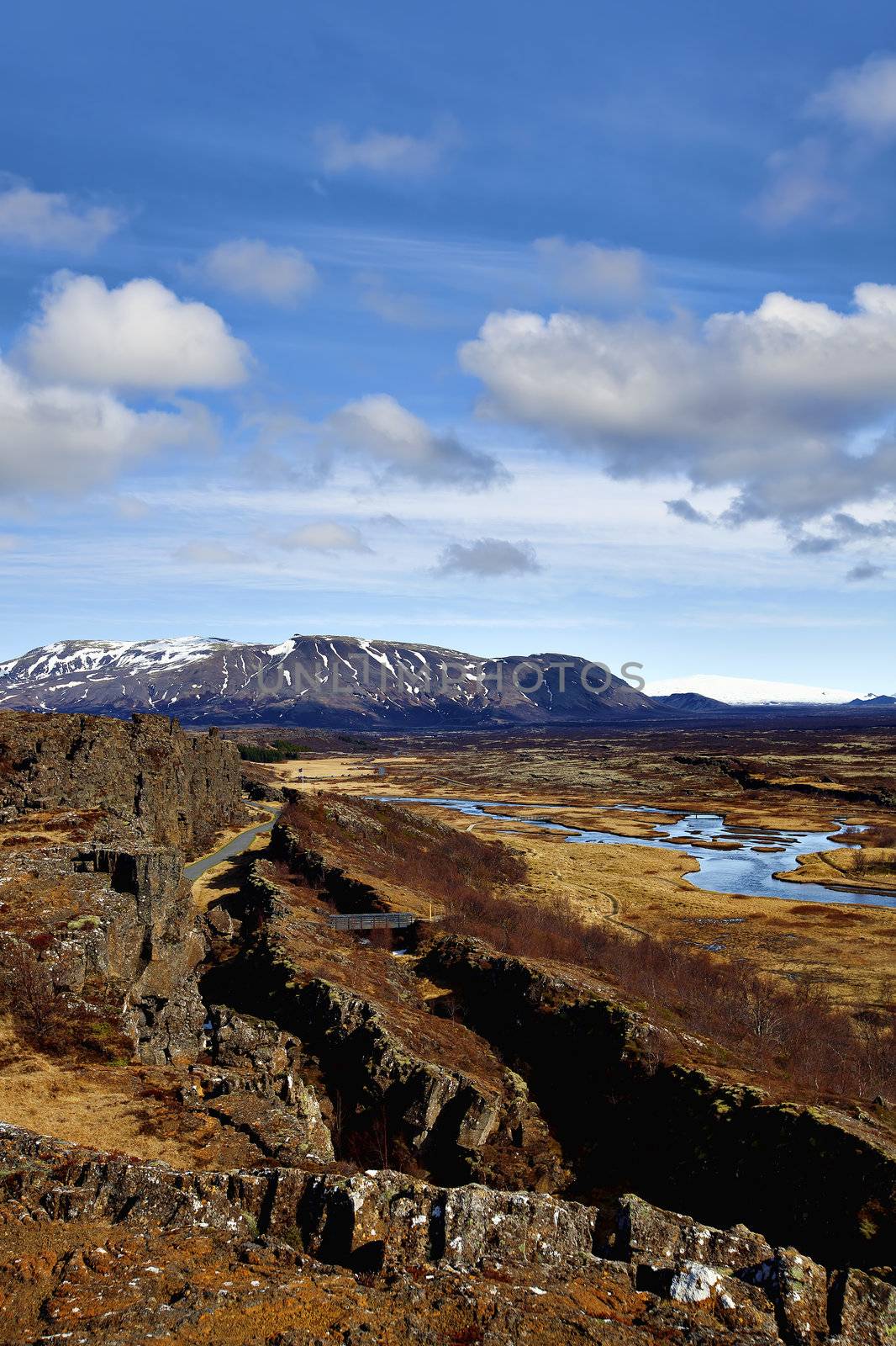 Thingvellir national park is the site of a rift valley that marks the crest of the Mid-Atlantic Ridge