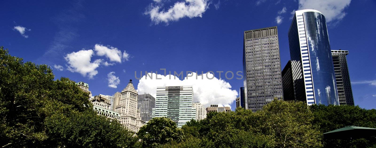 Panoramic View of New York City Buildings, U.S.A.