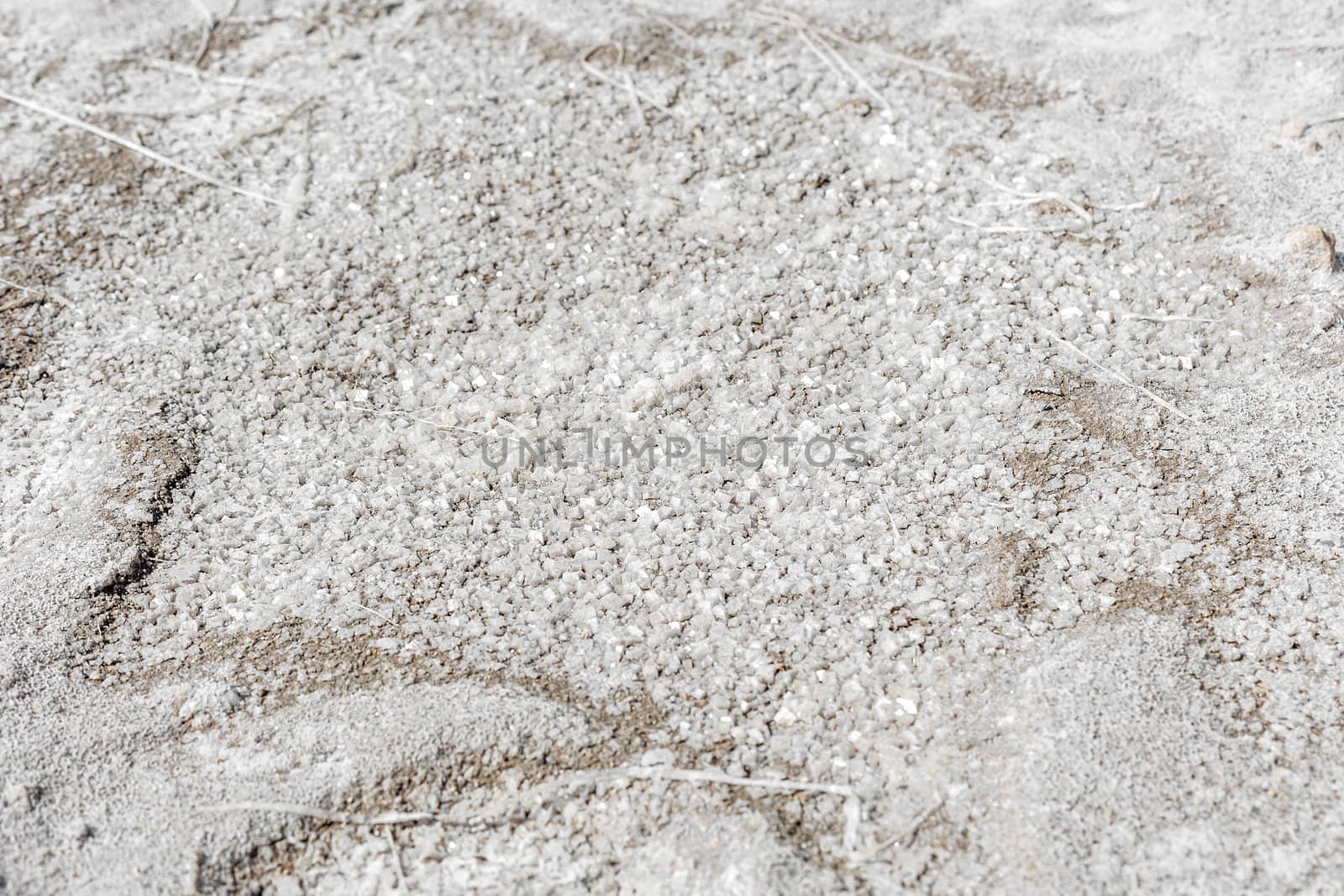 Salt crystals close-up commercial production