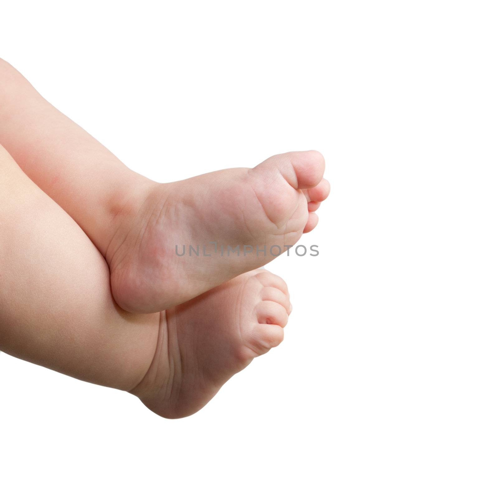 newborn baby feet isolated on white 