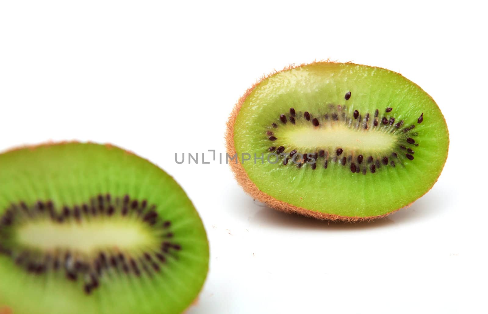  Fresh piece kiwi fruit isolated on white background 
