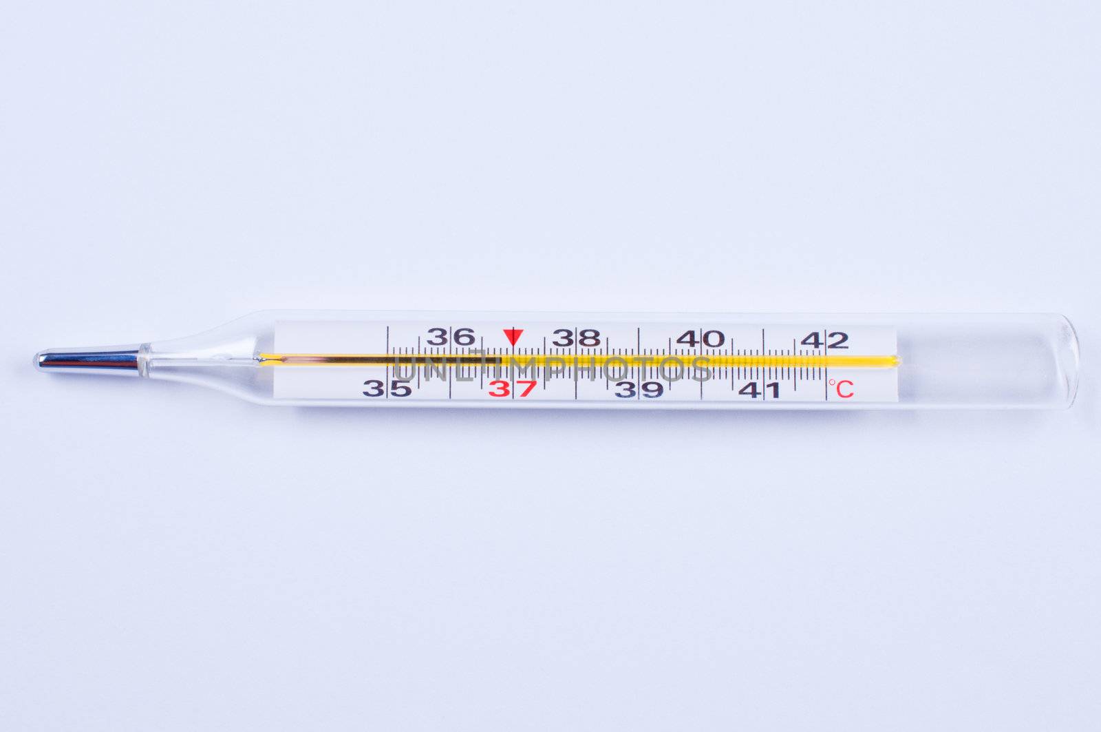 Thermometer on the white background