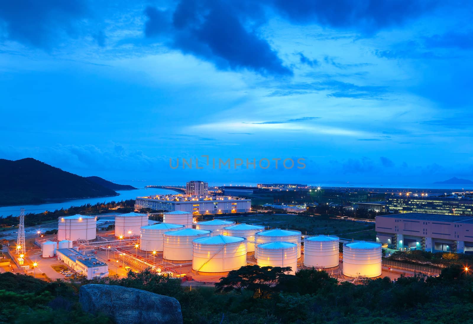 gas tank at night