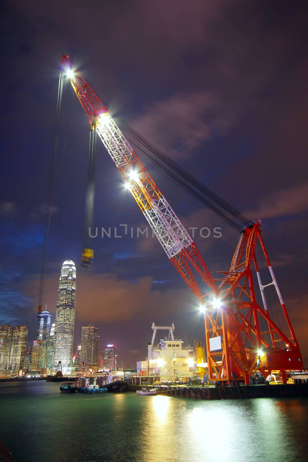 lifting ship in hong kong harbour