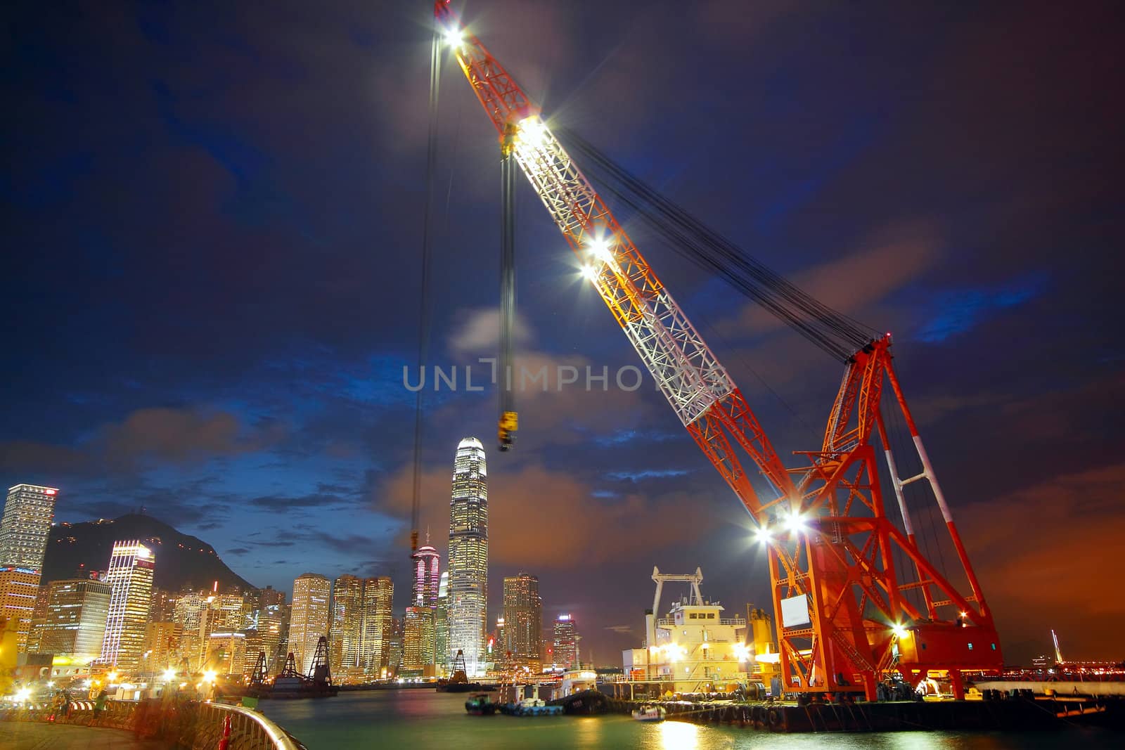 lifting ship in hong kong harbour