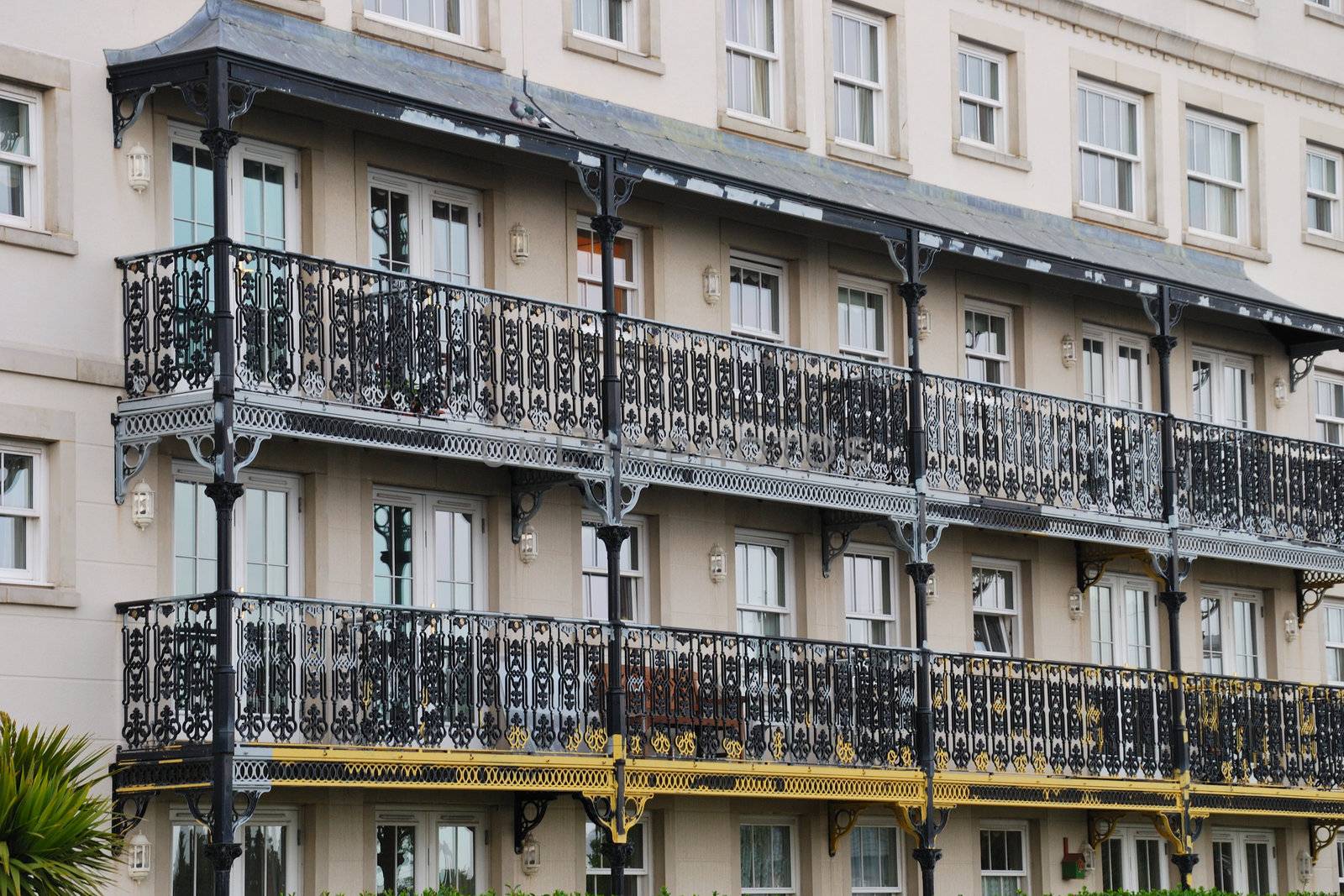 Large cast iron veranda on house