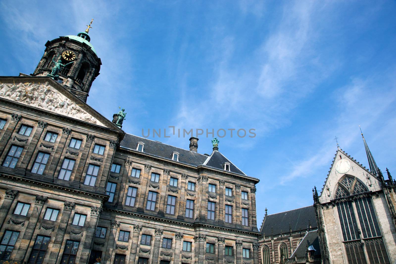 Royal Palace in Amsterdam. Dutch - Koninklijk Paleis Amsterdam or Paleis op de Dam