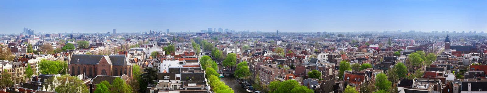 Amsterdam panorama, Holland, Netherlands. City view from Westerkerk