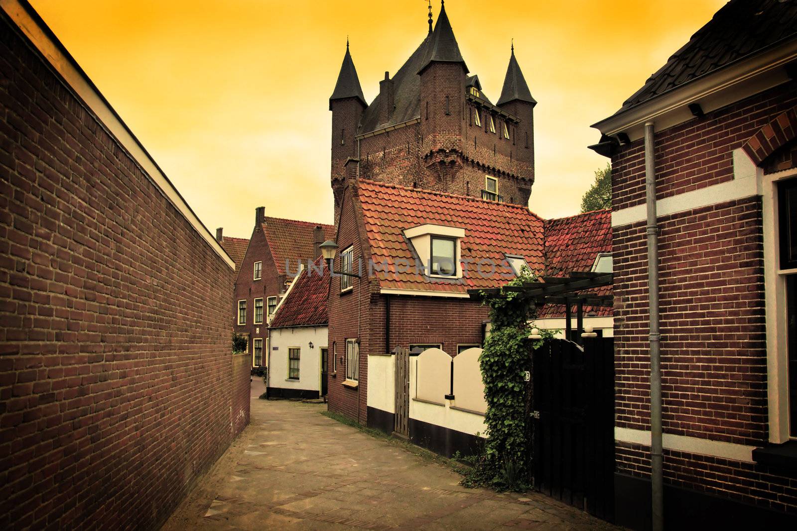 The historic architecture in a small village in Holland, Netherlands