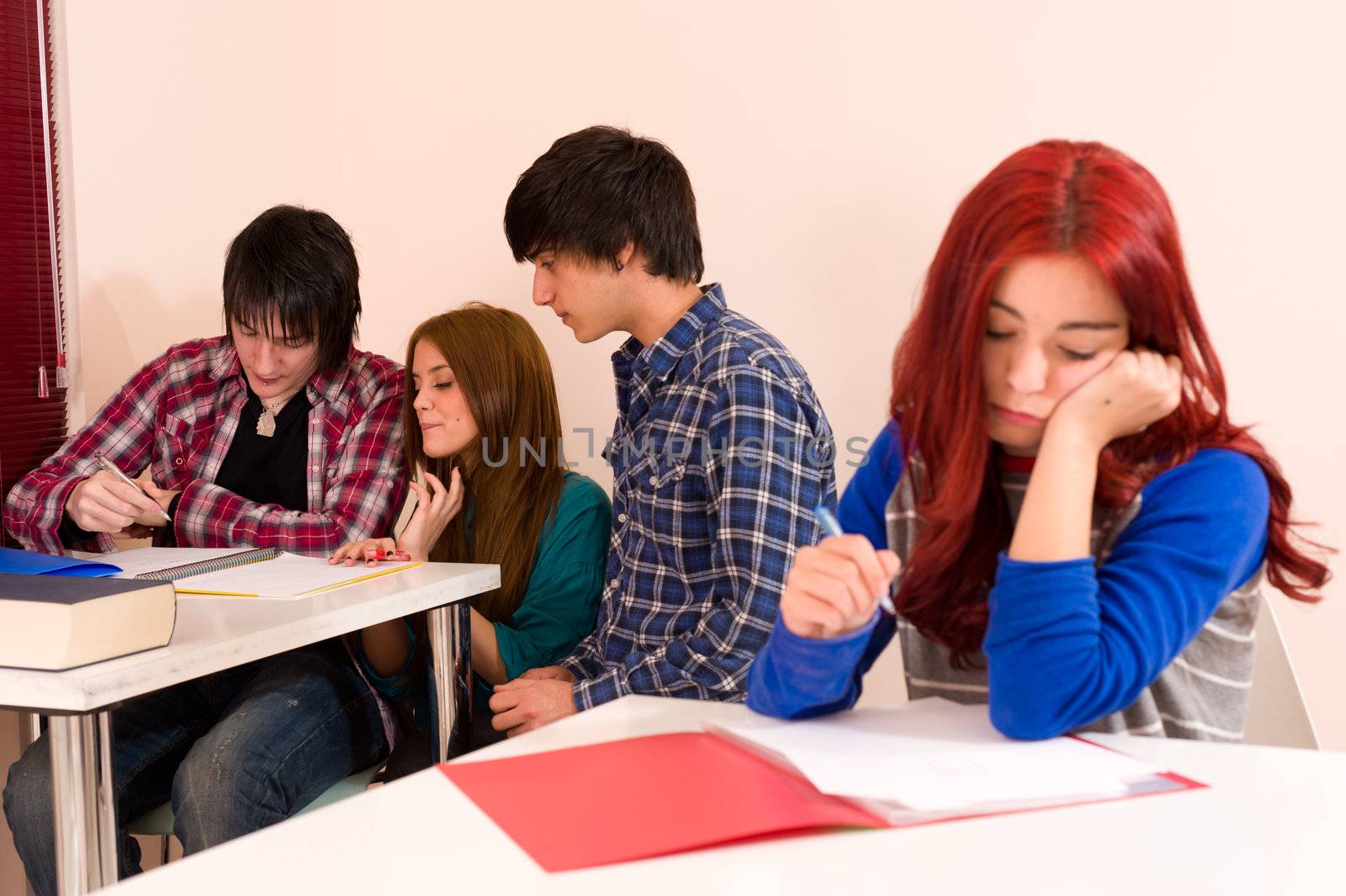 Girl is not accepted by her classmates, a bullying concept