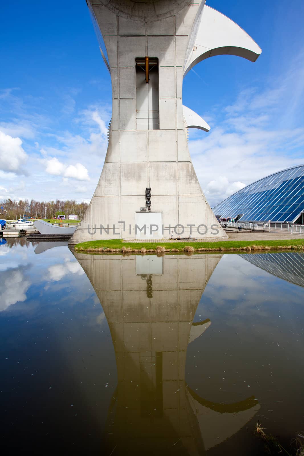 Close up Reflection of Falkirk Wheel, Scotland UK