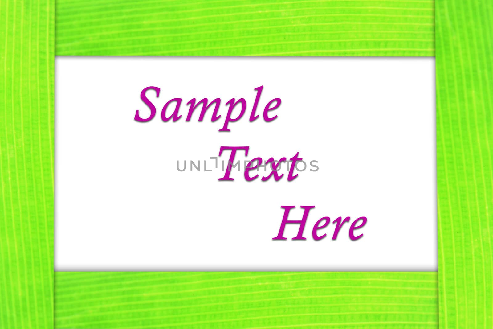 frame as green leaf with sample text