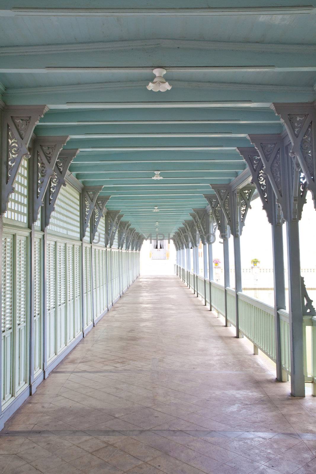 corridor in palace by witthaya