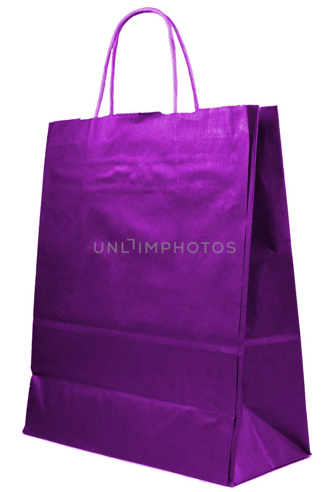 paper bag with handles close up isolated