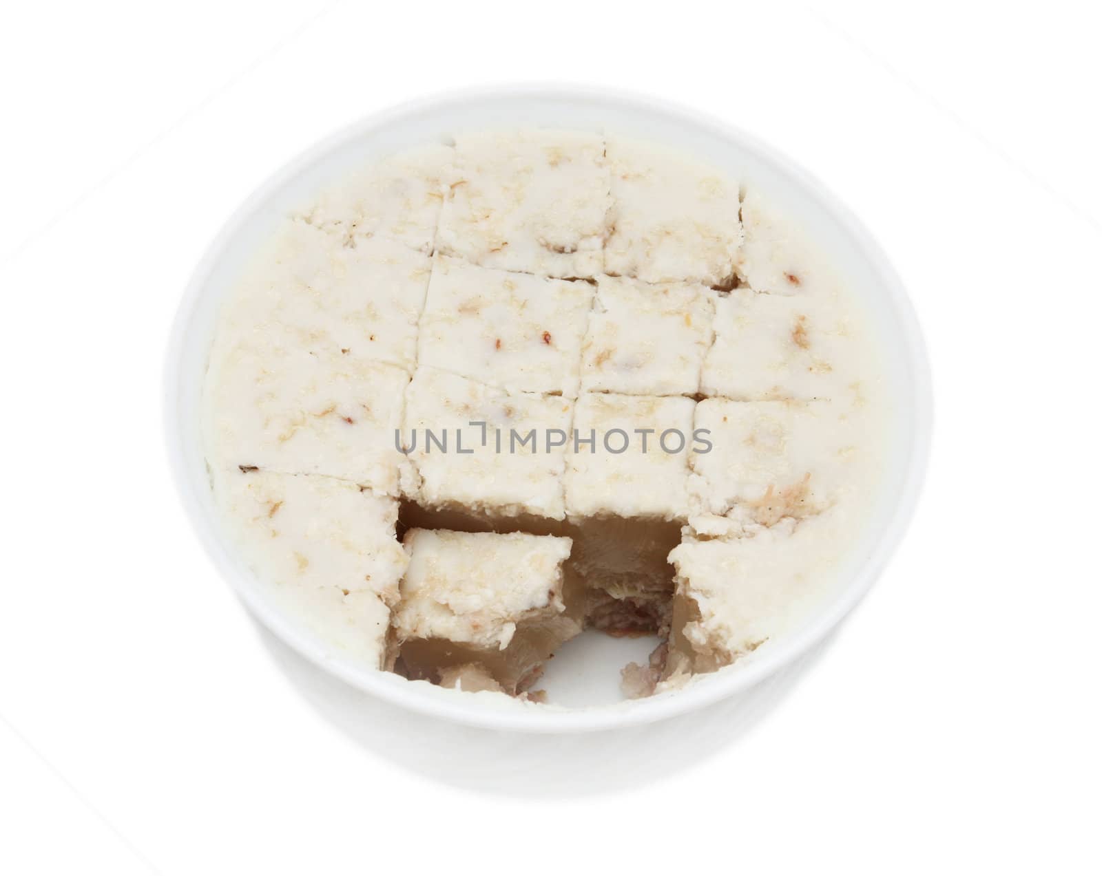 jellied pork on a white background