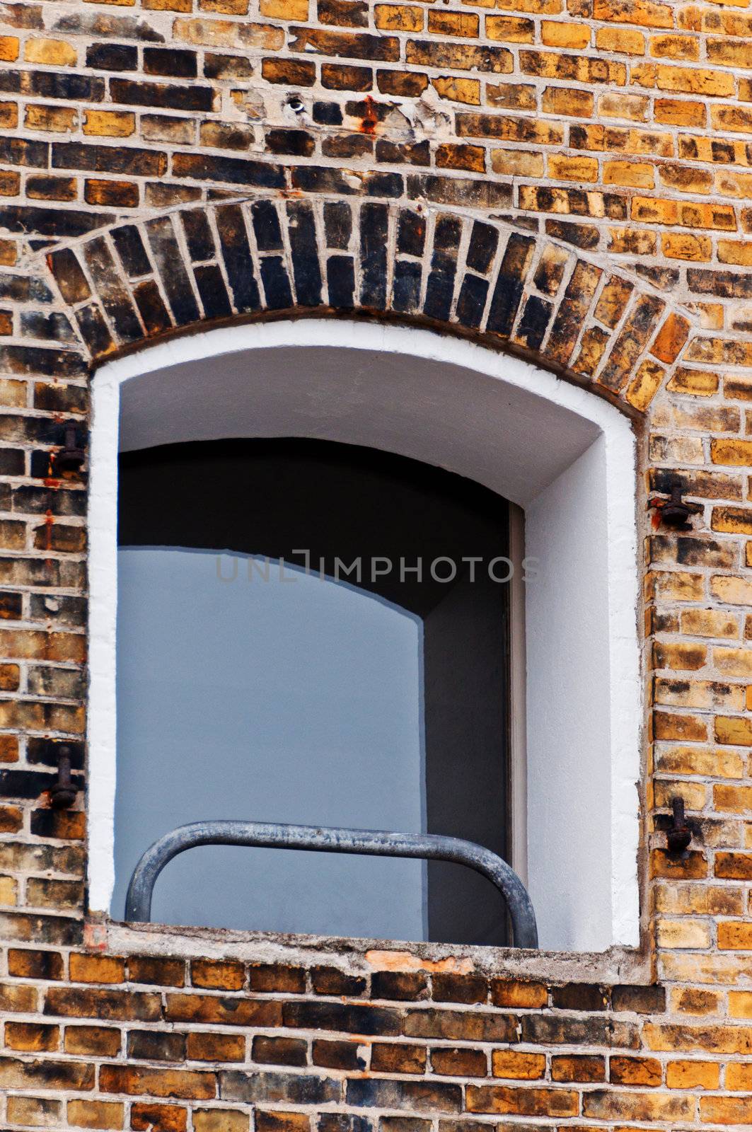 Window on brick background