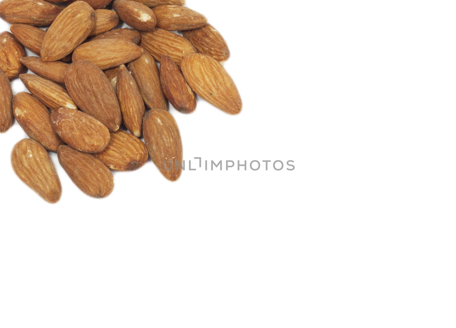 Almonds on white background 