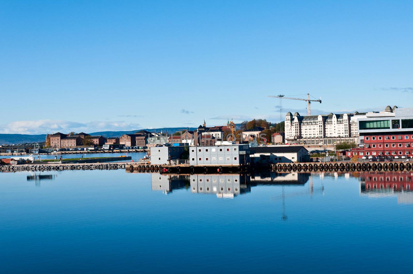 Not used harbor in Oslo Norway