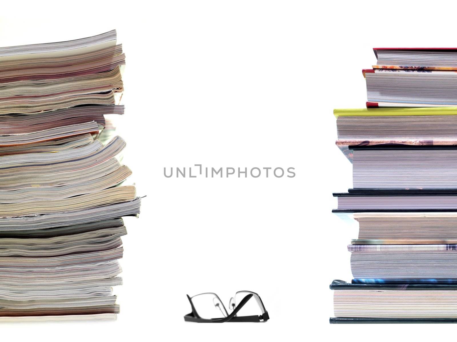 A book stack isolated against a white background
