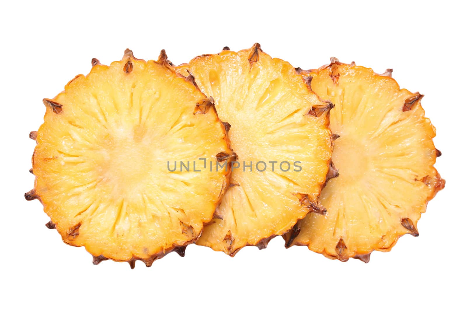 sliced ​​pineapple on white background