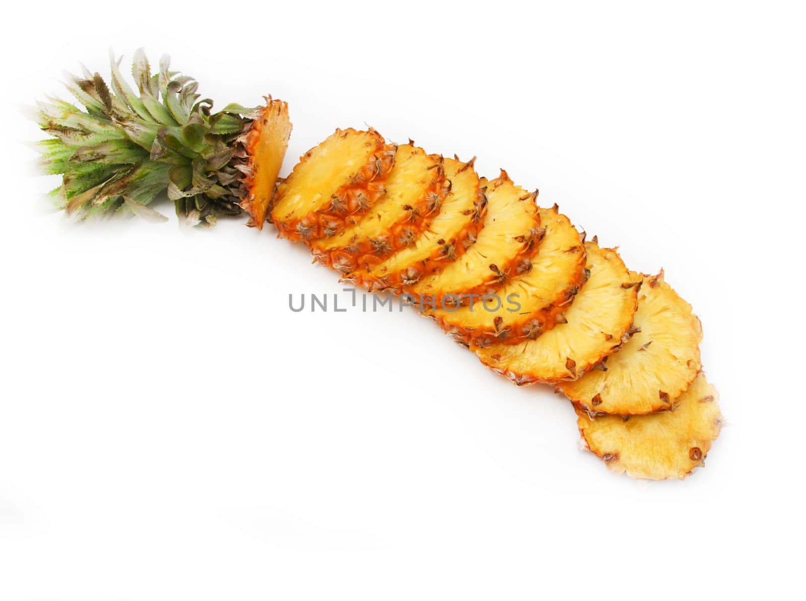 sliced ​​pineapple on white background