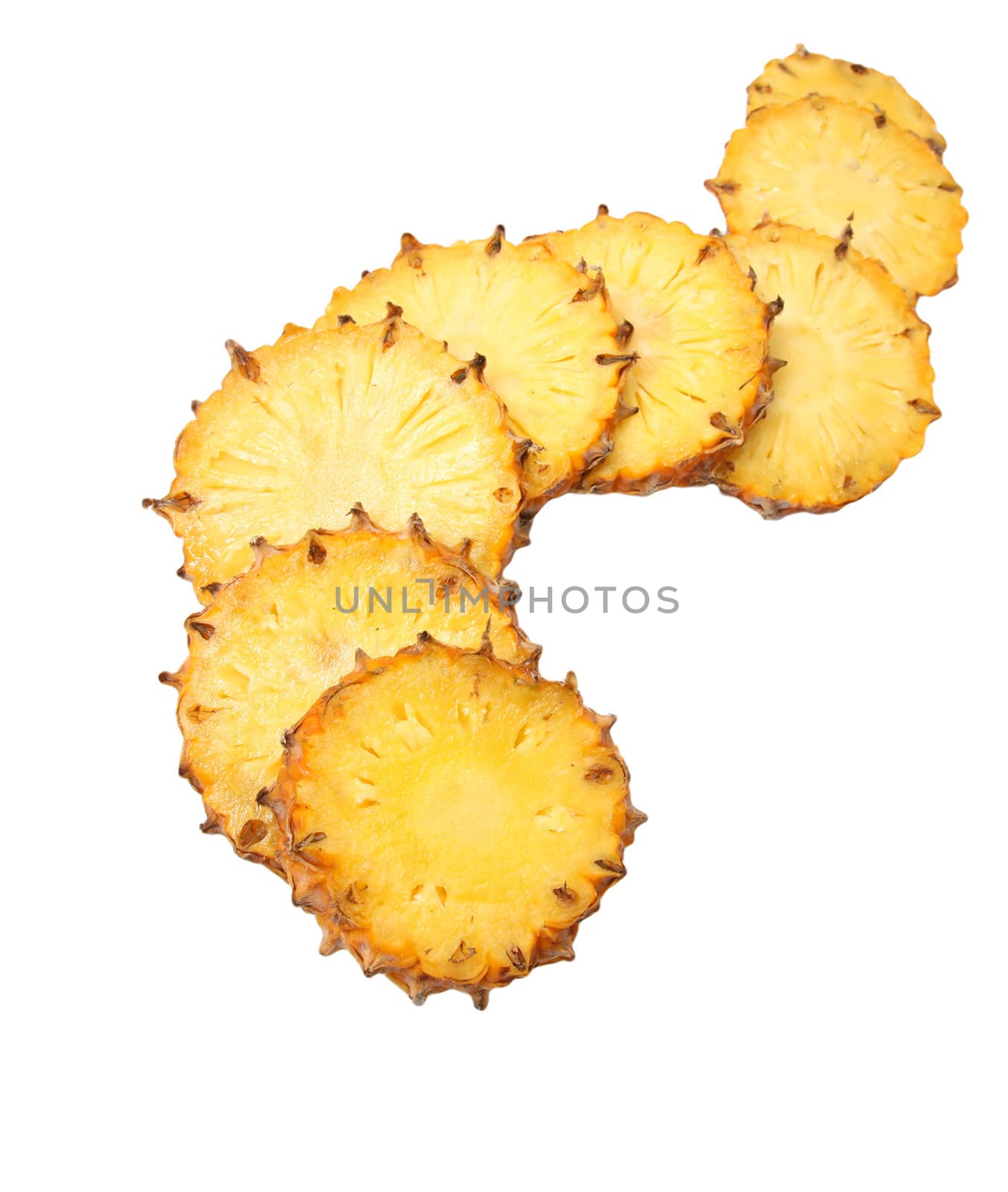 sliced ​​pineapple on white background by schankz