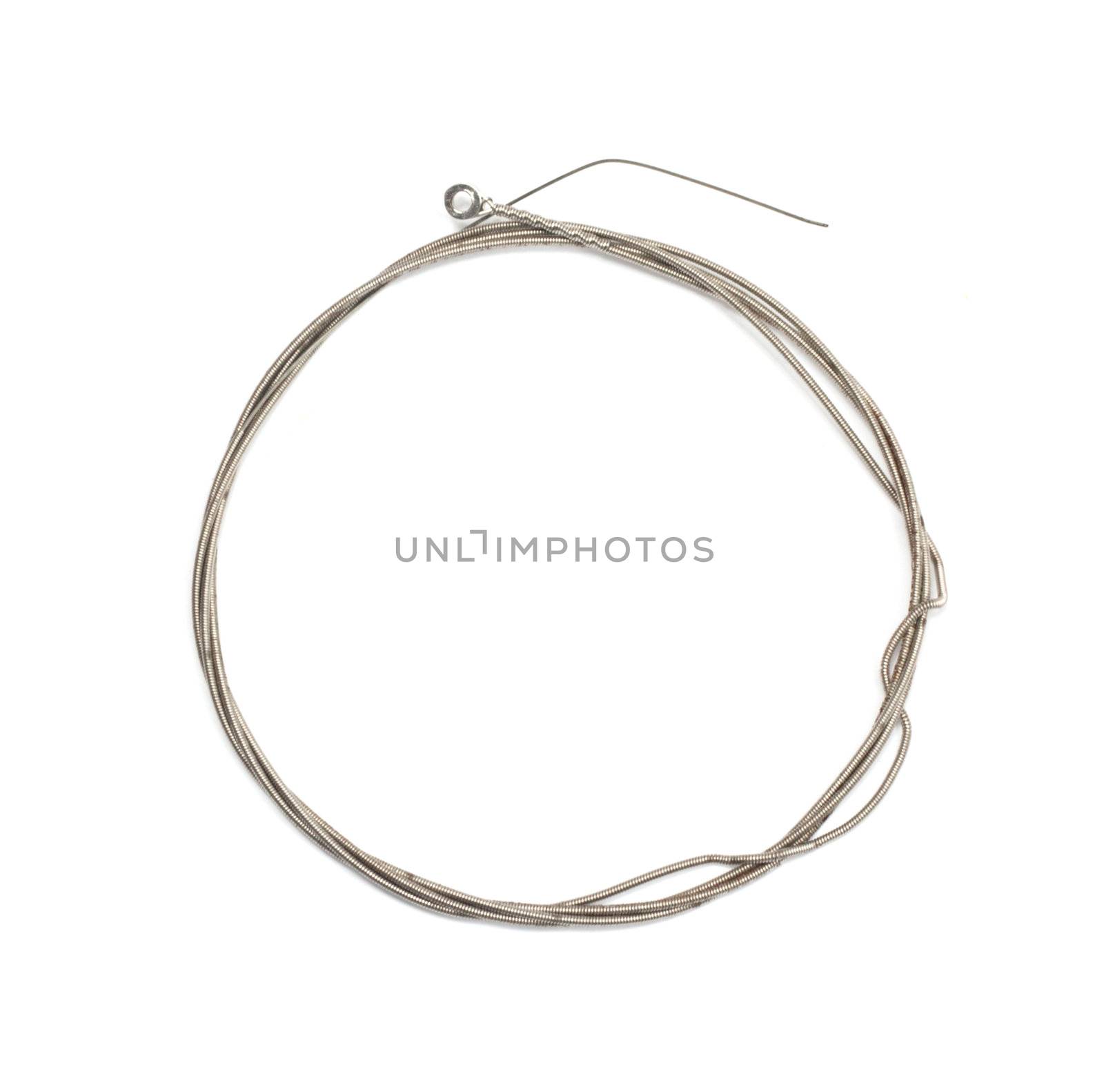 string on a guitar on a white background