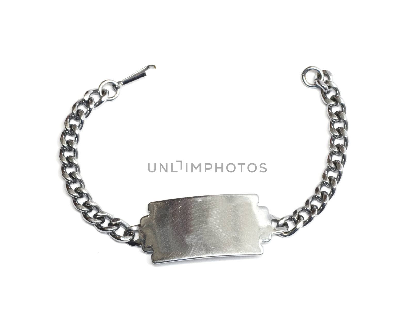 Close up photo of dog tag isolated on white background 