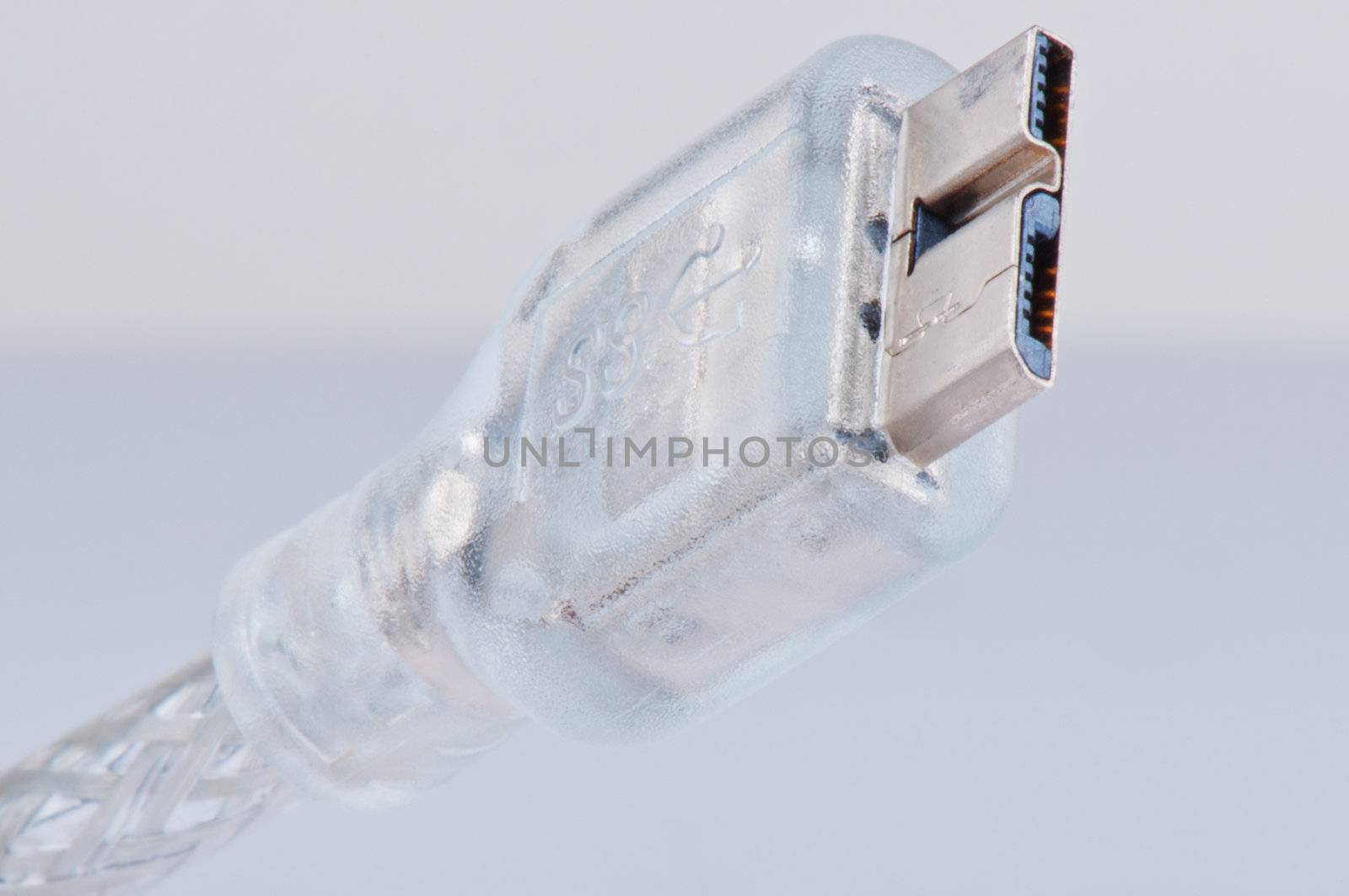 Mini USB 3.0 plug  on litgh background