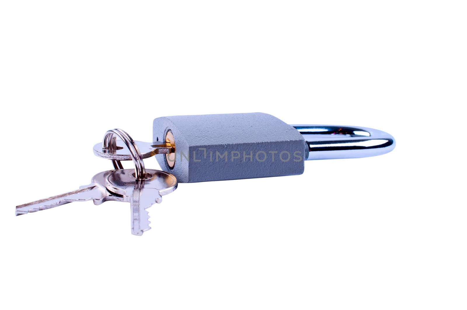 Padlock with a keys on white background