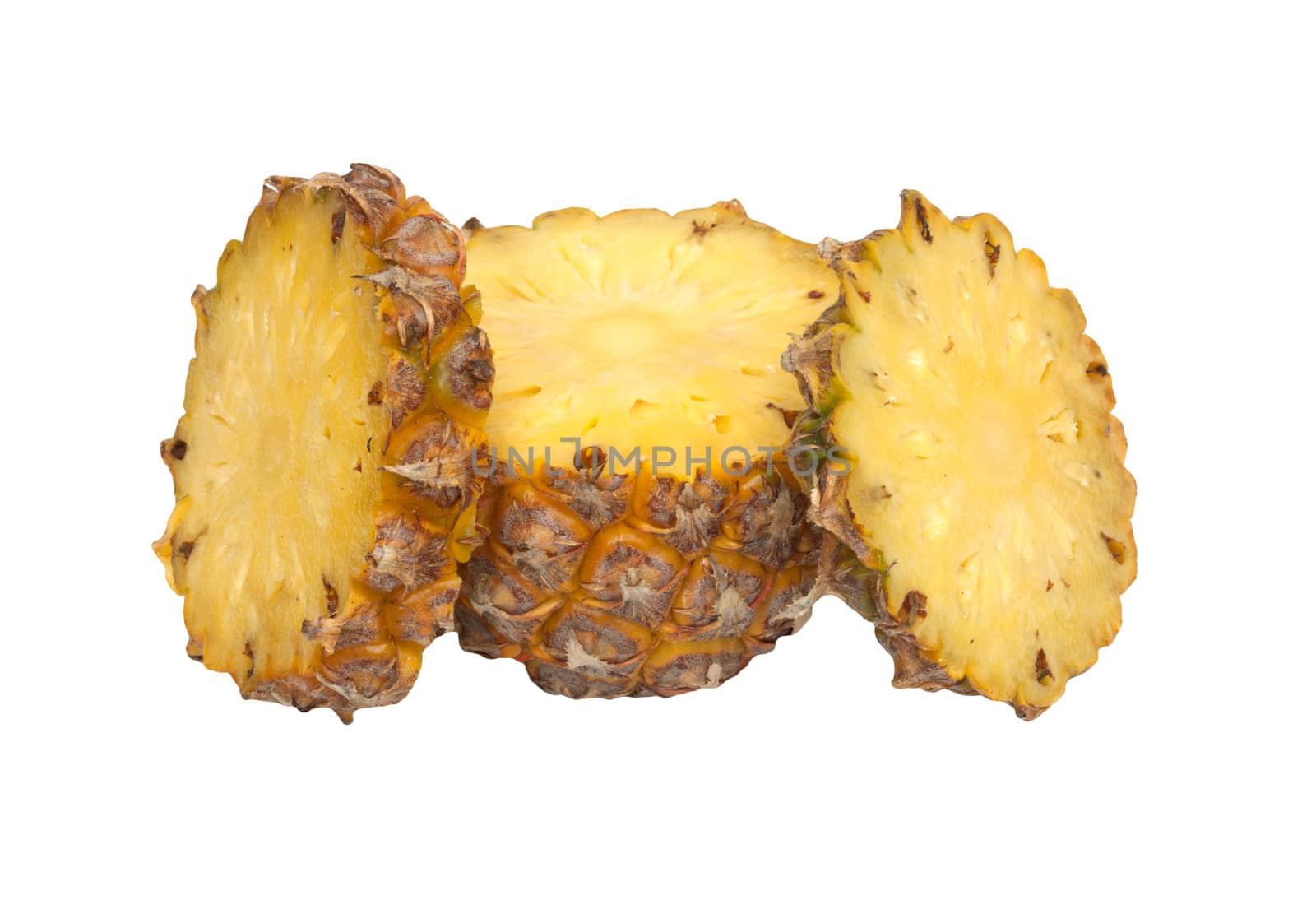 Fresh slice pineapple on white background 
