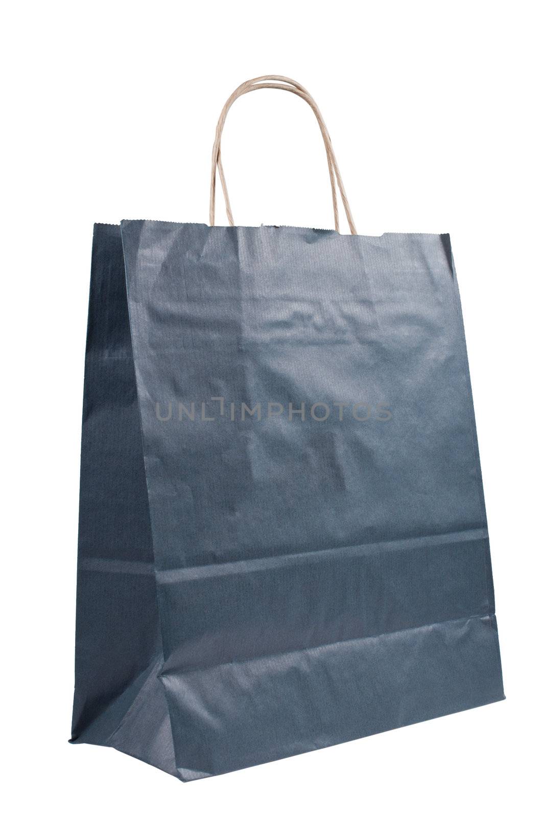 Paper bag with handles close up isolated