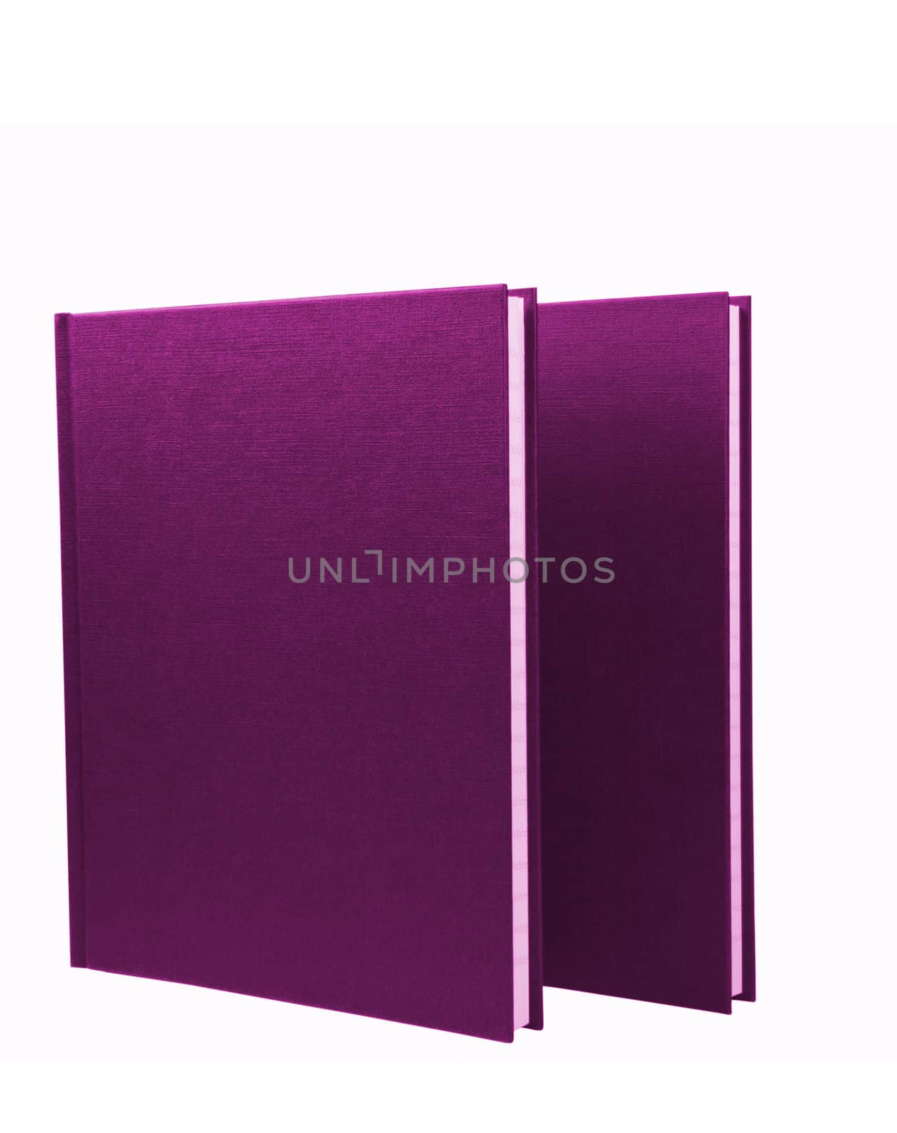 Two purple notepads isolated on white background