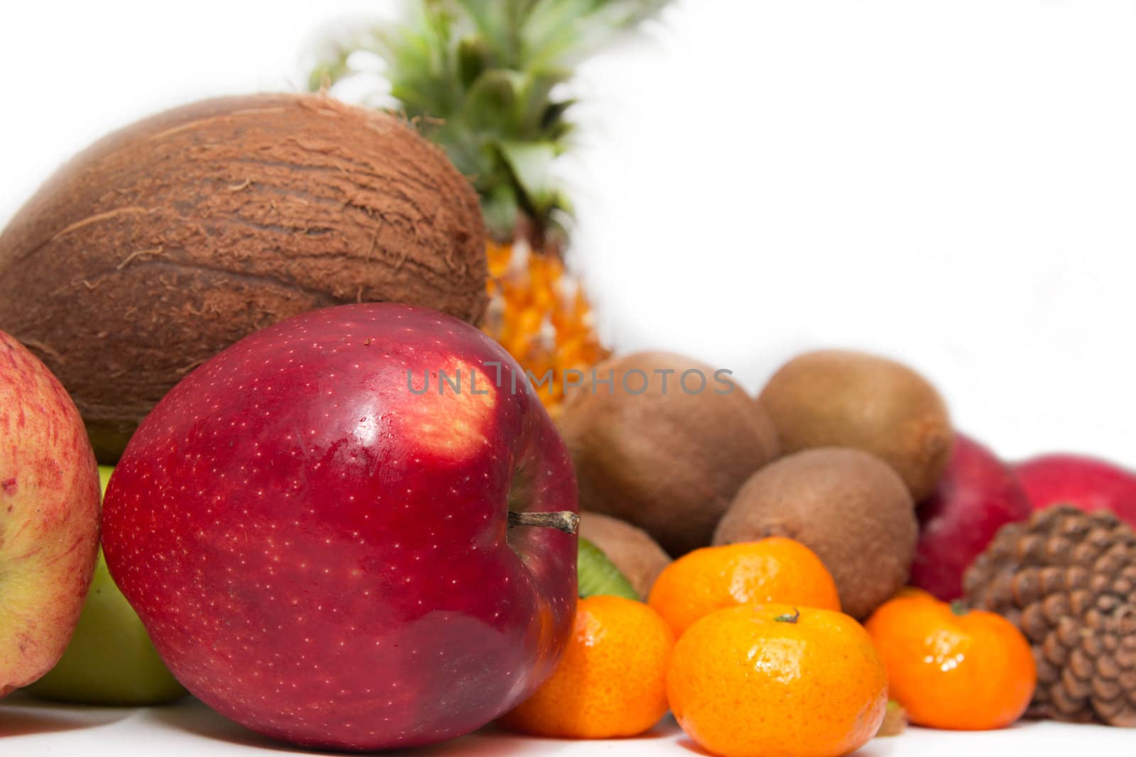 fresh fruit on a white background