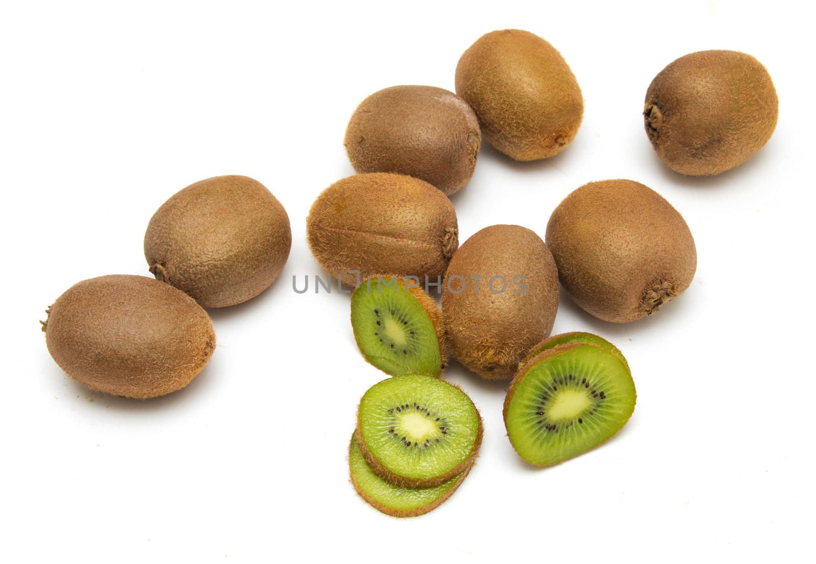 sliced and whole kiwi isolated on white background  by schankz