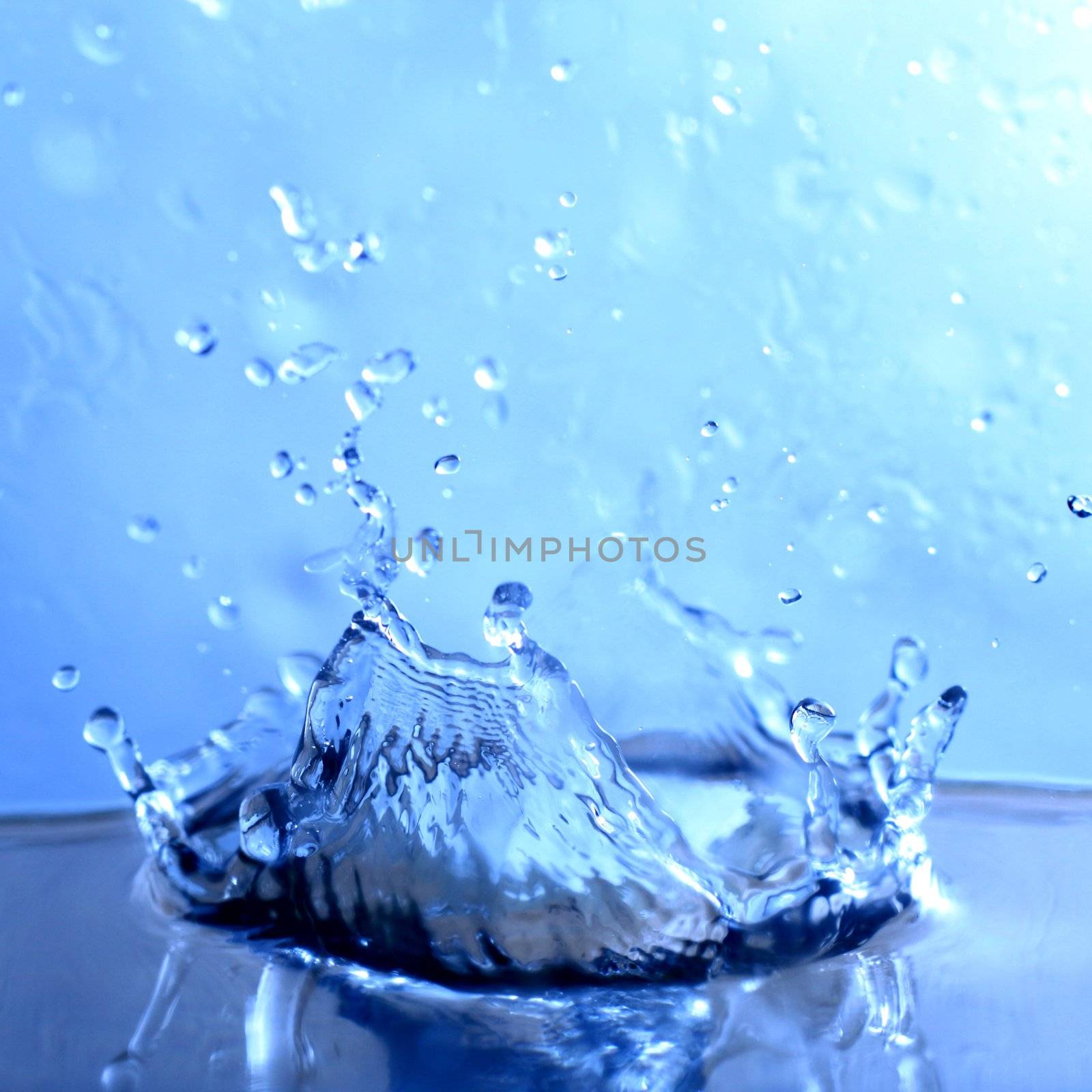 great blue water splash close up macro