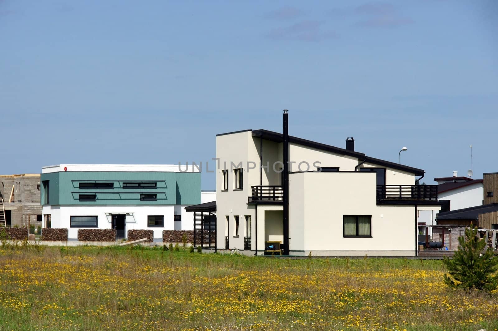 The modern house on a background of sky