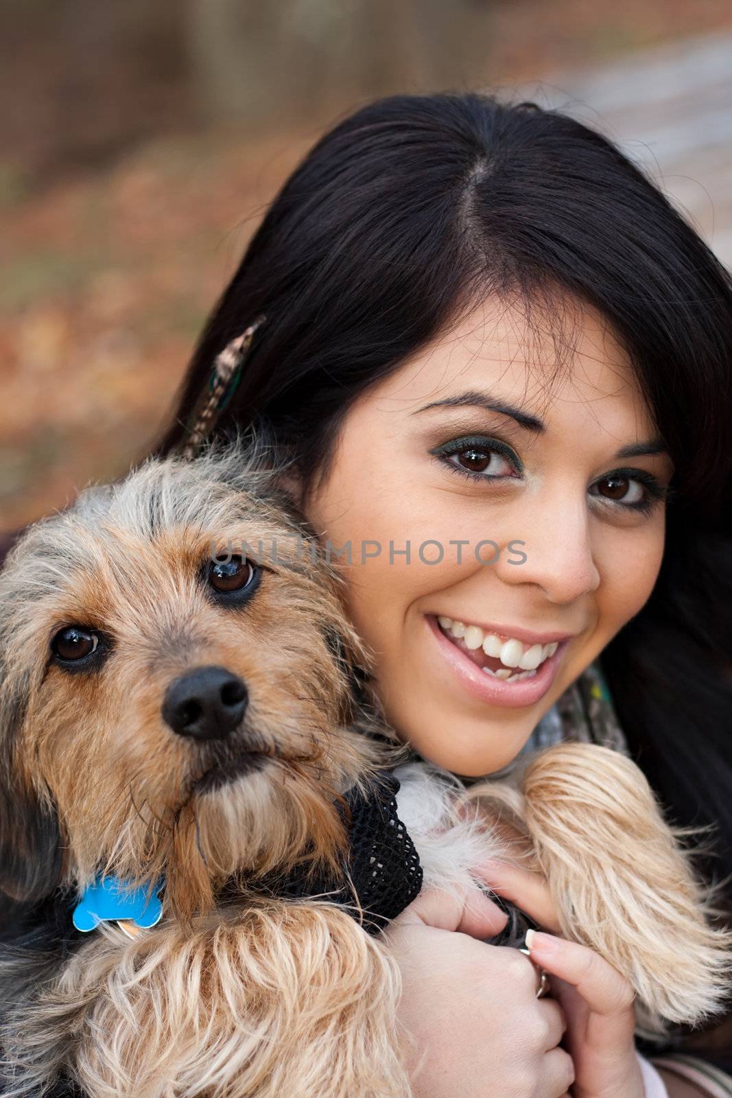 Hispanic Woman with Dog by graficallyminded