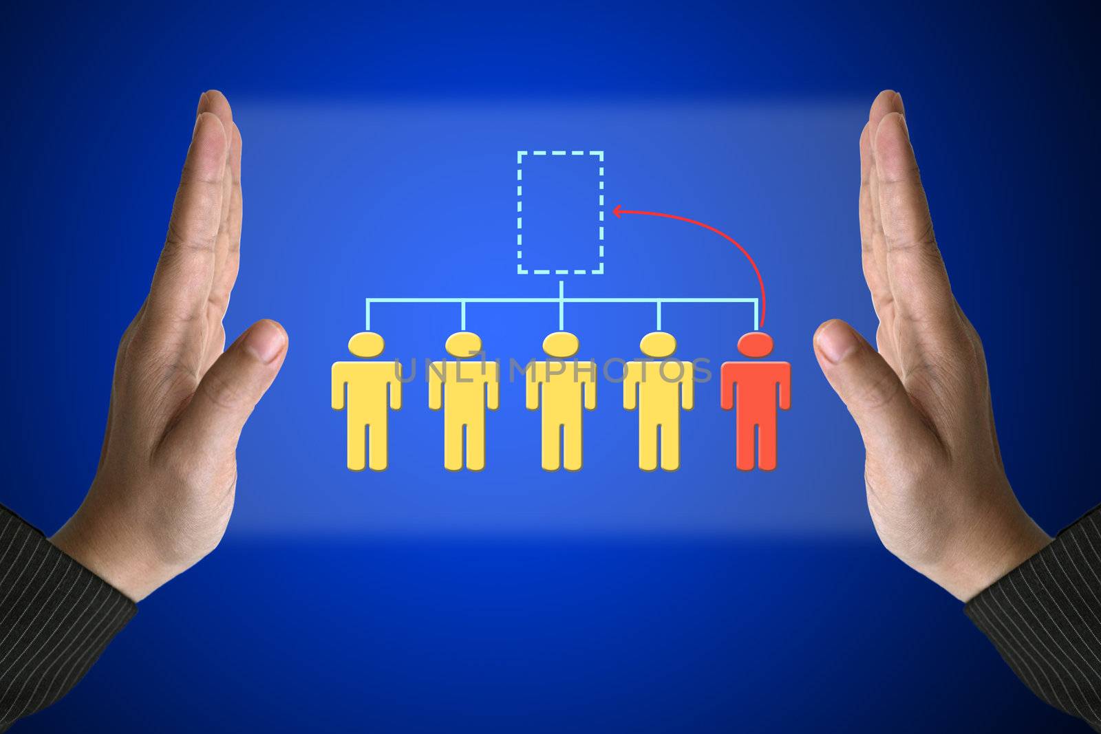 New CEO Promotion on Organization Chart for build business concept