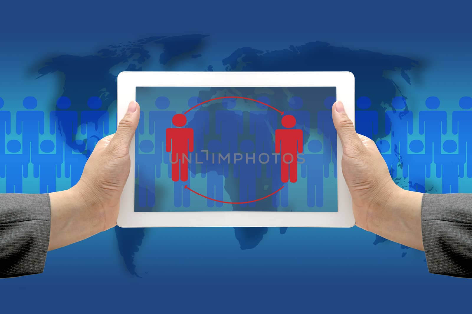 Business Hand Hold Tablet with  Job Rotation Concept