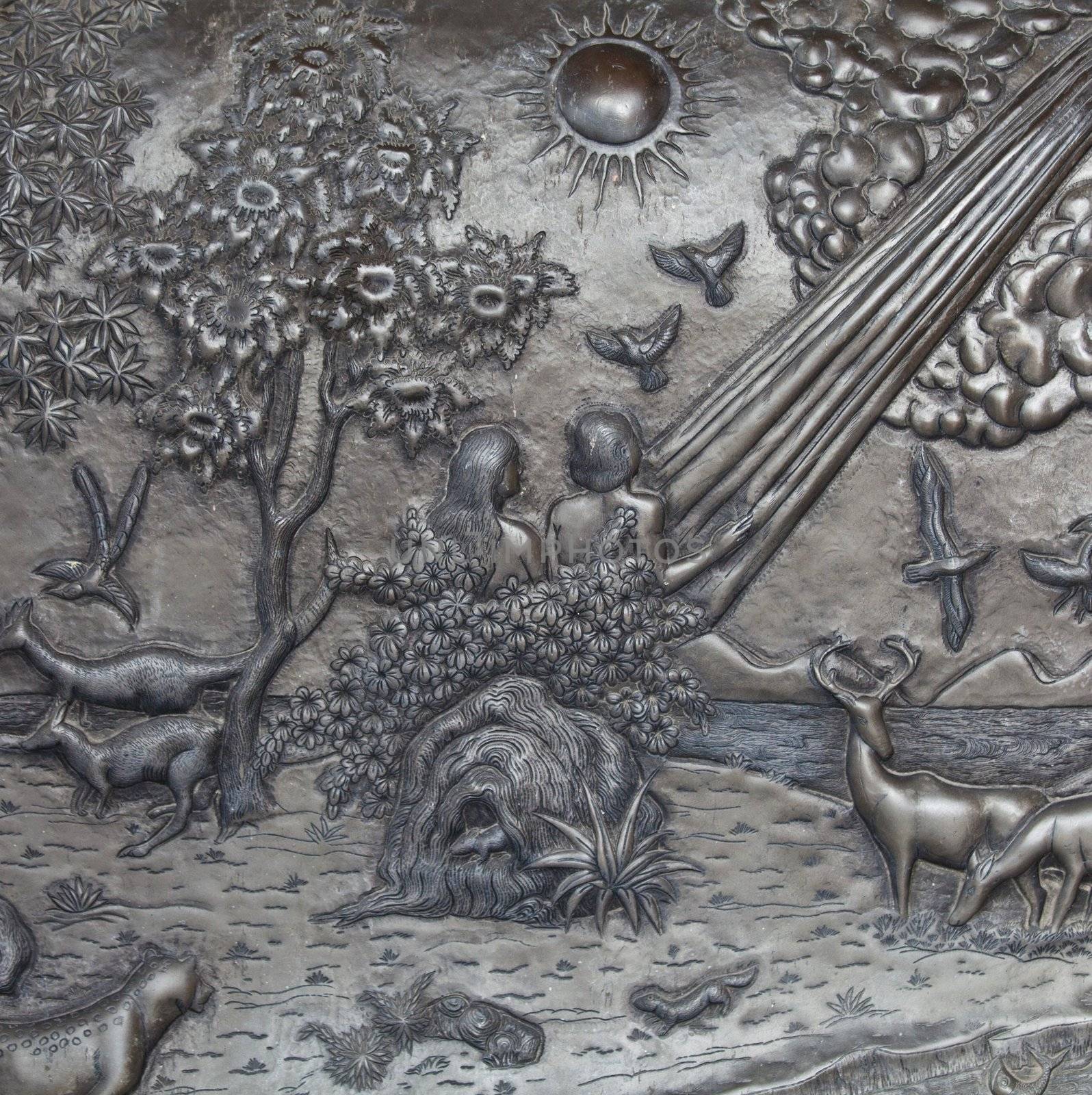 Adam and Eve silver carve art