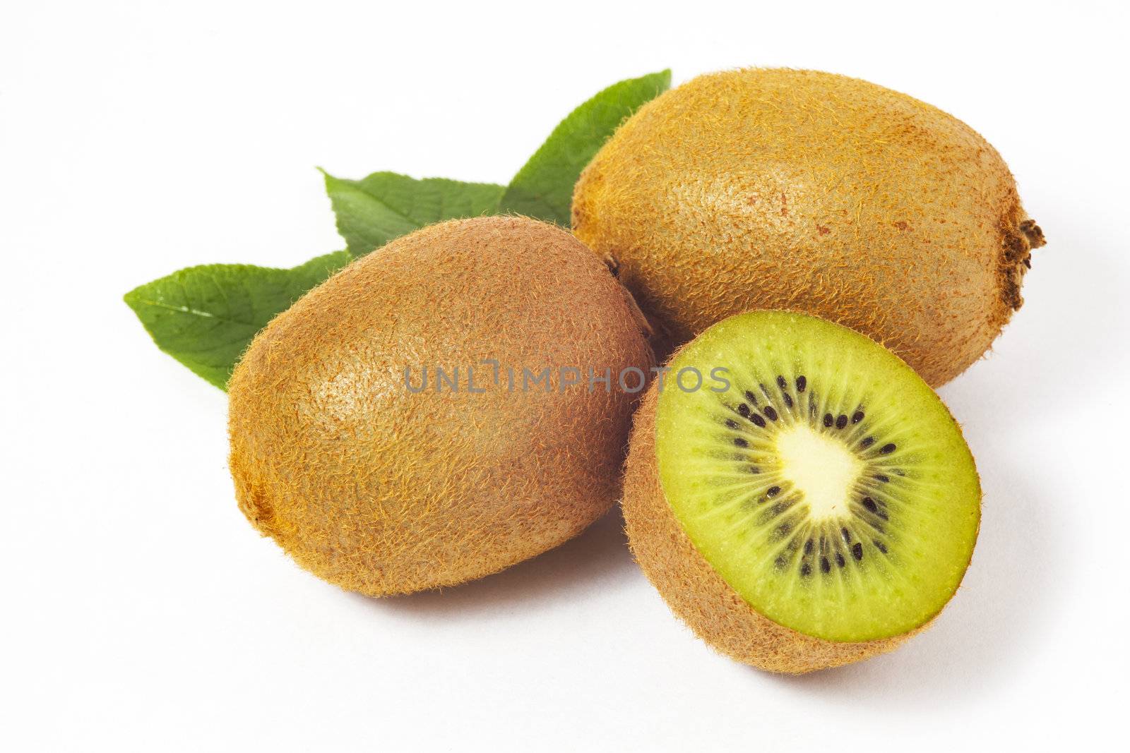 Kiwi fruit on white background